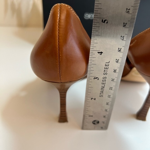 Sergio Rossi Tan Leather Pointed Toe High Wooden Stiletto Heels - Picture 9 of 15